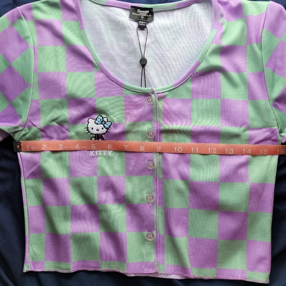 NG Order Officially Licensed Sanrio Hello Kitty Checkerboard Button Down Top - Picture 5 of 7
